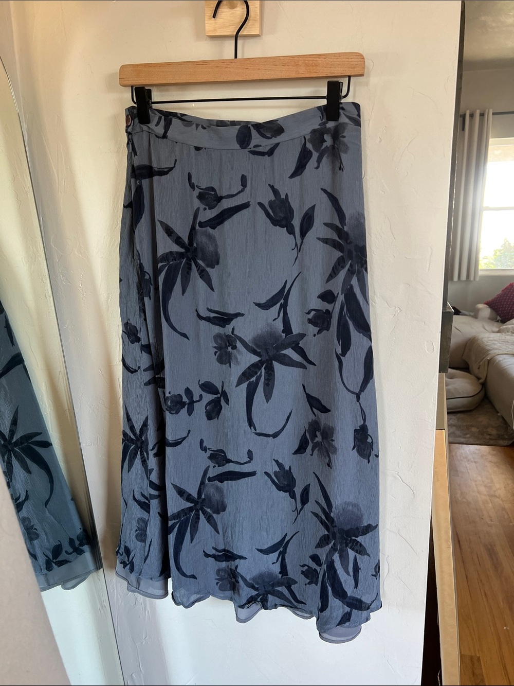 Vintage flowy Jones New York Light Blue Floral Maxi Skirt